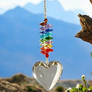 Valentine&#39;s Gift,Clear Crystal Glass, Chakra Sun Catcher,Pendant Window,Hanging Crystal Heart,Ornament Love,Heart Crystal Ball Prism Pendant