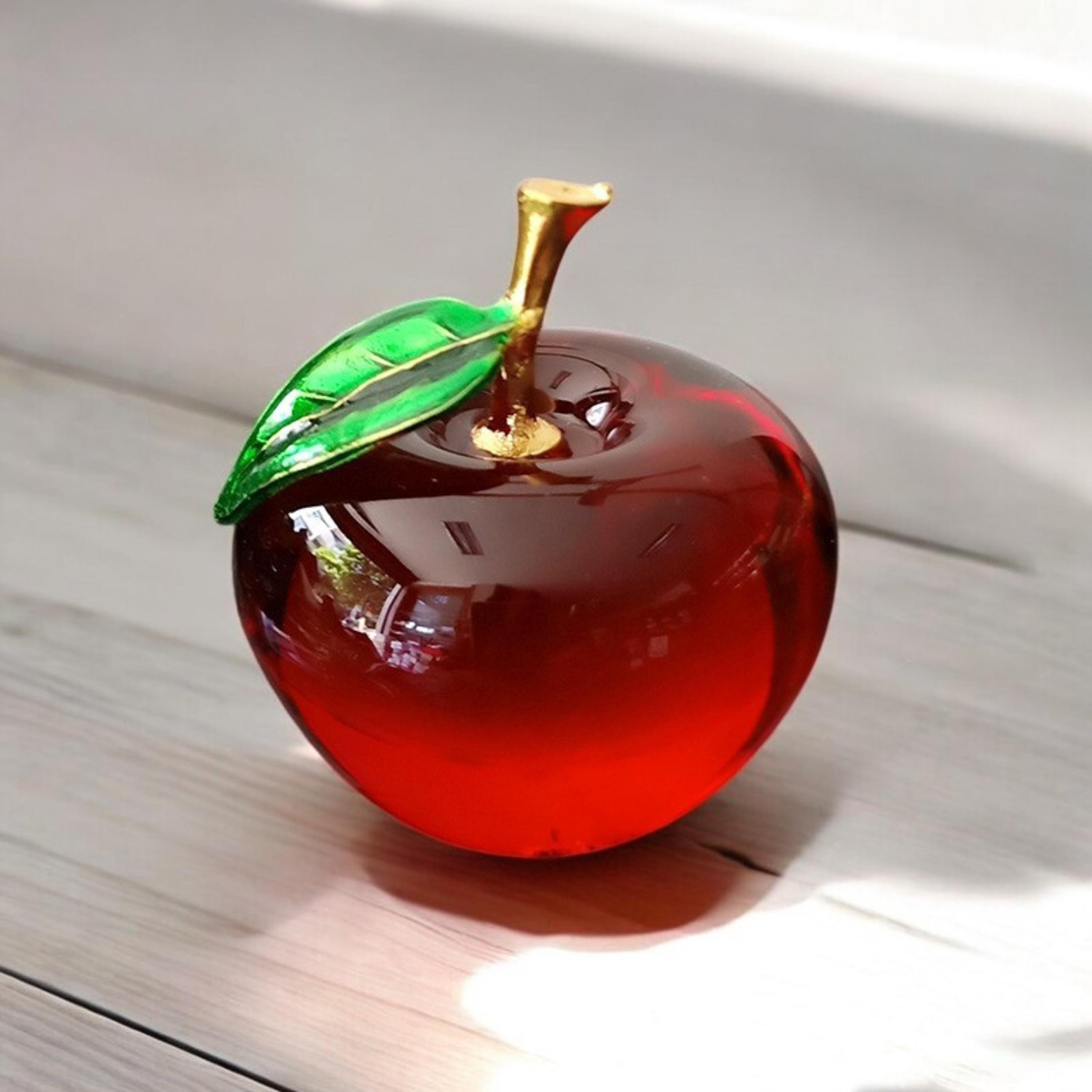 Transparent Crystal Glass Apple Ornament – Elegant Decorative