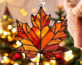 Acrylic Maple Leaf Suncatcher, Fall Window Ornament