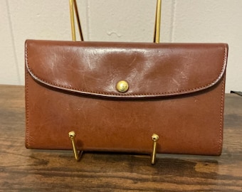 Vintage Coach Kisslock Coin Pouch Brown Leather Change Purse