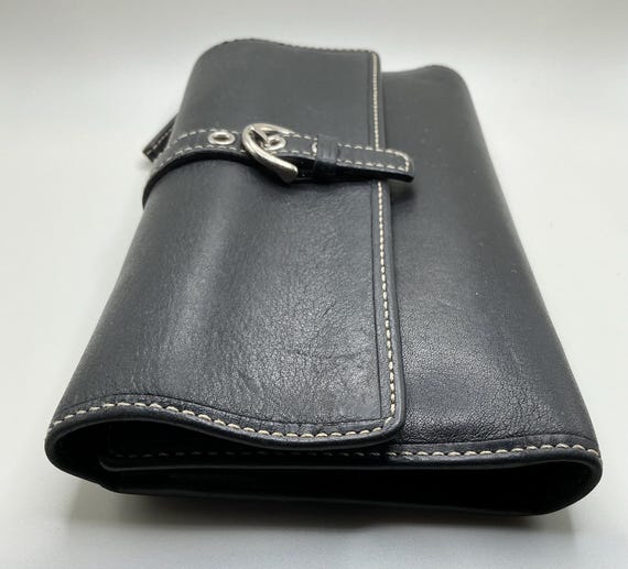A Rare HTF Vintage Y2K Coach Black Leather Tri-fold Wallet  display picture 1