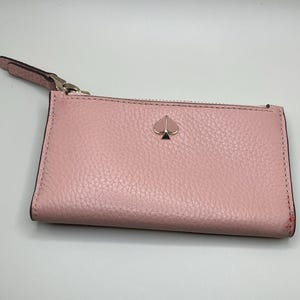 Zeldzame vintage Kate Spade roze leren portemonnee met creditcard en identiteitskaart