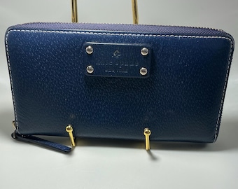 Rare Vintage HTF Kate Spade Wellesley Neda Zip Around Deep Blue Navy Wallet