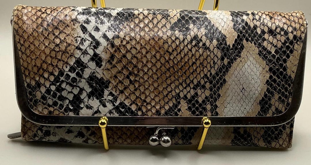 HTF Vintage Hobo International Snake Print Leather Out of Stock Clutch ...