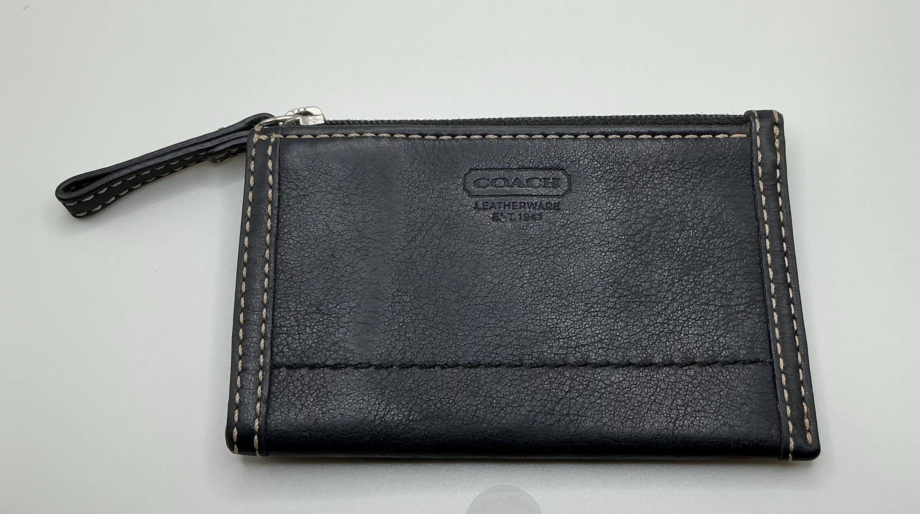 Porte-monnaie en cuir noir Coach HTF rare vintage petit portefeuille noir