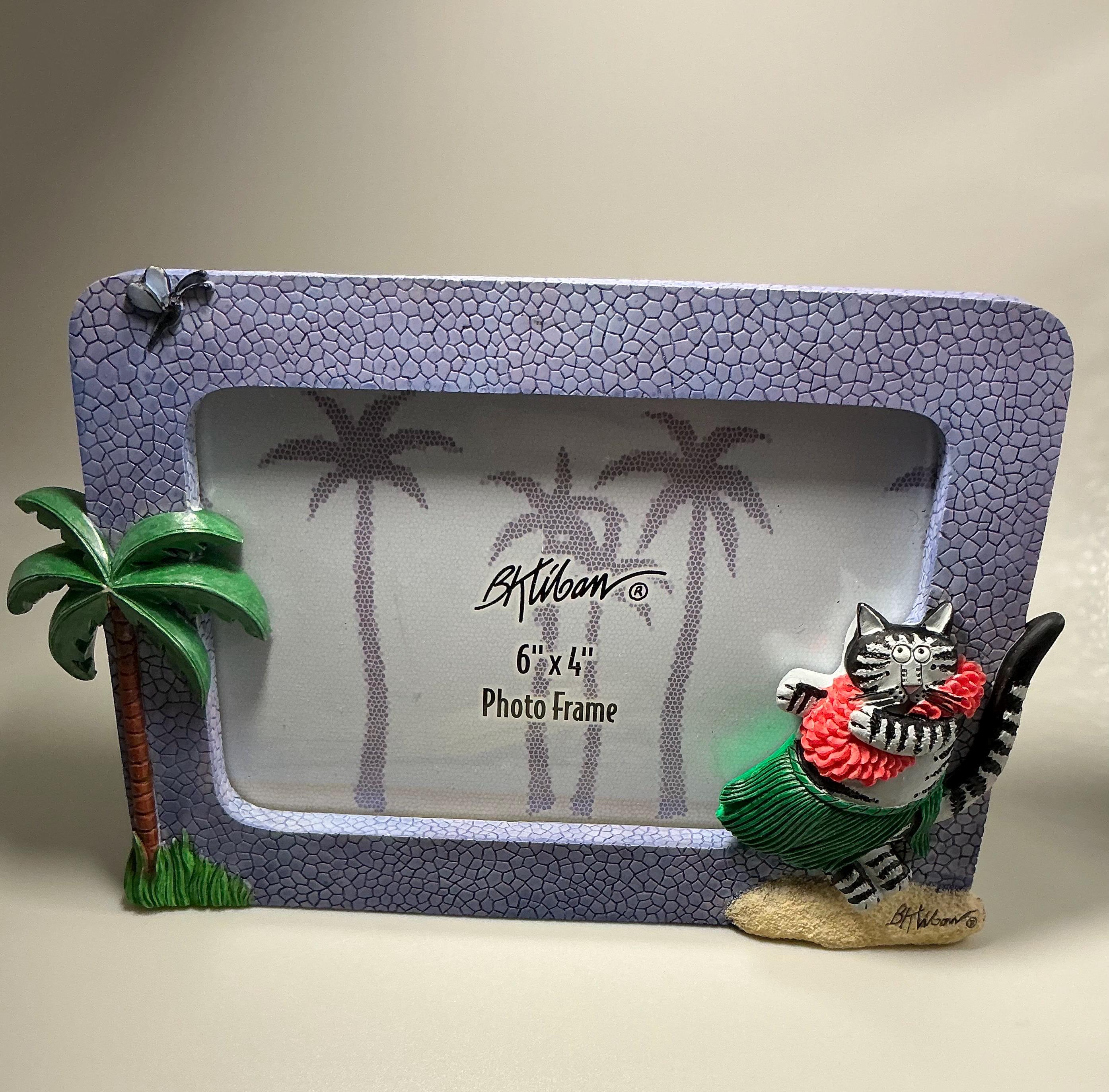 HTF Rare Vintage B.kliban Cat Hawaii Hula Resin 3D Photo Frame