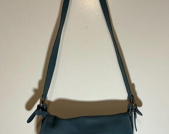 Rare Vintage Powder Blue Old Coach Made In USA 4150 Leather Shoulder Handbag