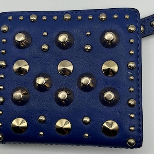 A Rare From Vintage Blue Studded Juicy Couture Leather Small Snap Wallet