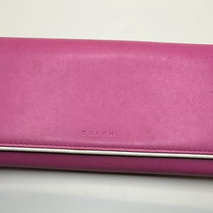 A Vintage Rare HTF Pink Leather Coach Long Snap With Trim Wallet