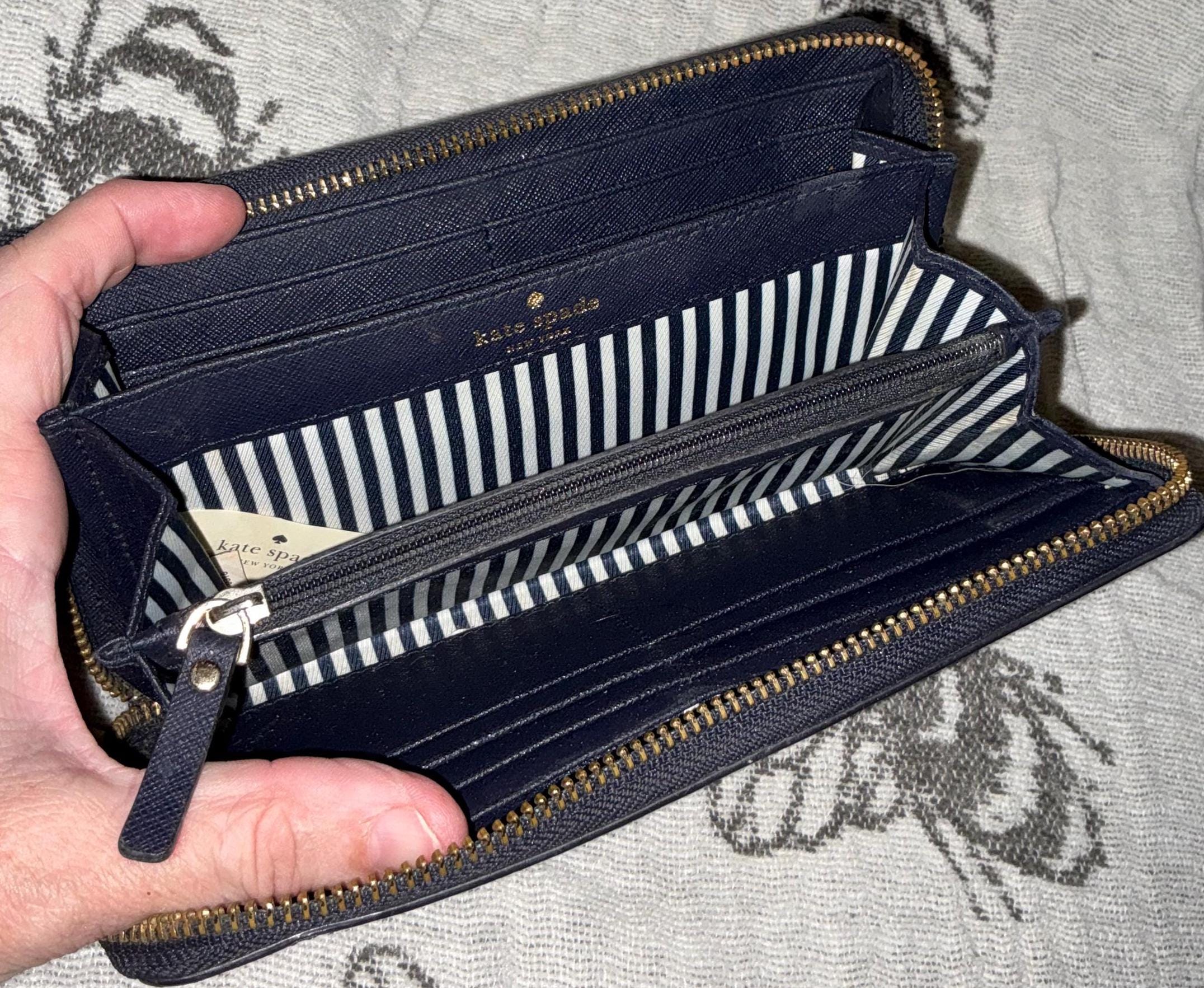 A Rare Kate Spade Cedar Street Perforated Lacey Zip Around Dark