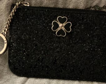 Rare Black Kate Spade Odette Glitter Wallet Sparkle Coin Purse Card ID Holder