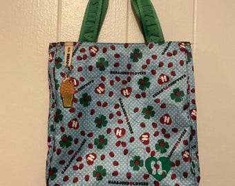 Rare HTF Vintage Harajuku Lover Ladybug Print Nylon Cute Small Tote Handbag Bag