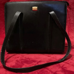 A Vintage Beautiful Black Leather Bally Tote Large Handbag Stunning!