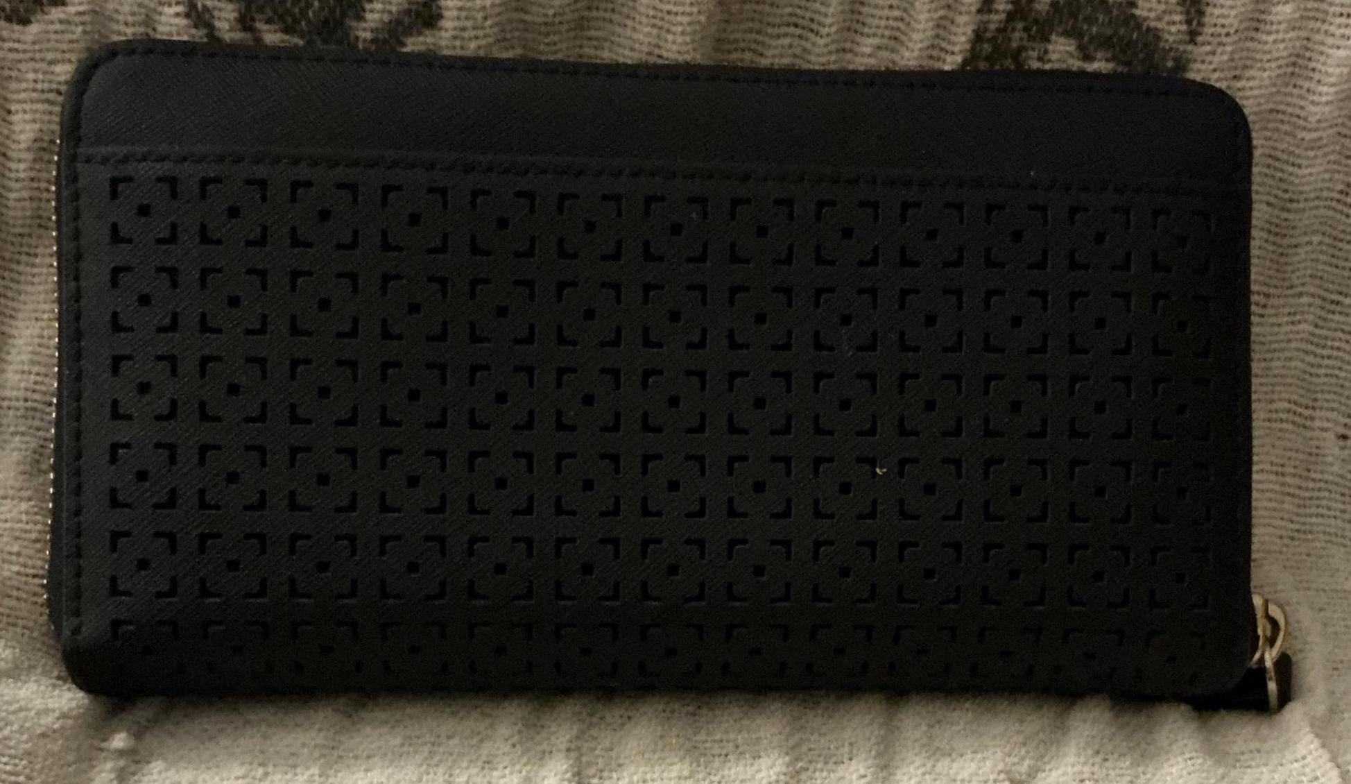 A Rare Kate Spade Cedar Street Perforated Lacey Zip Around Dark