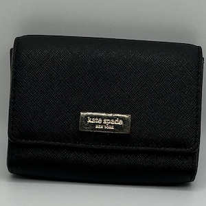 Cartera para tarjetas de presentación y de identificación de Kate Spade, de cuero negro HTF, vintage y poco común