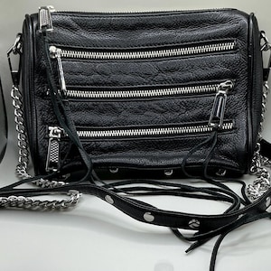 A Very Rare Vintage Rebecca Minkoff Zip Crossbody Black Leather Bag