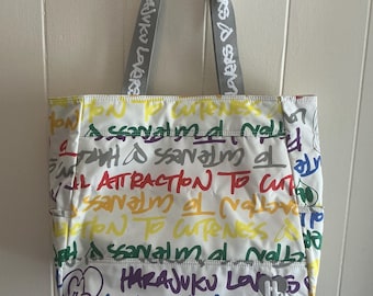 Rare HTF Vintage Y2K Harajuku Lovers Nylon Gwen Stefani XLarge Tote Handbag Bag