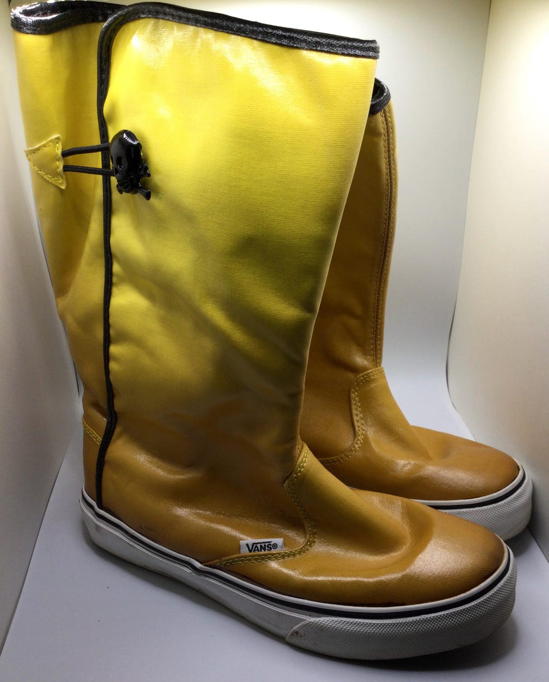 Vintage Dasan Vans Womens Rare Yellow Coated Canvas Rain Boots