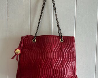 Rare Vintage 90’s Fendi Red Lambskin Soft Leather Crossbody Handbag Bag