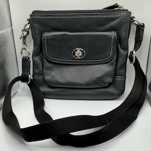 A Rare Vintage HTF Black Leather Coach Crossbody Handbag