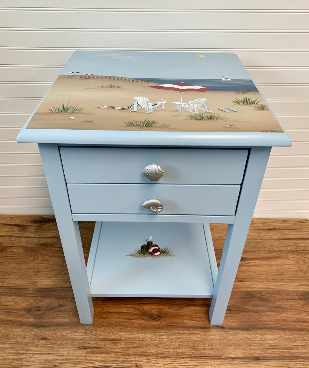 Beach End Table, Ocean End Table, Painted Beach Furniture, Coastal ...