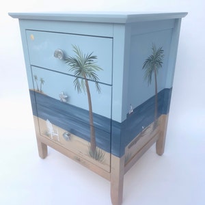 Painted Beach Nightstand, Painted Ocean Nightstand, Beach End Table, Coastal Living Furniture image 10