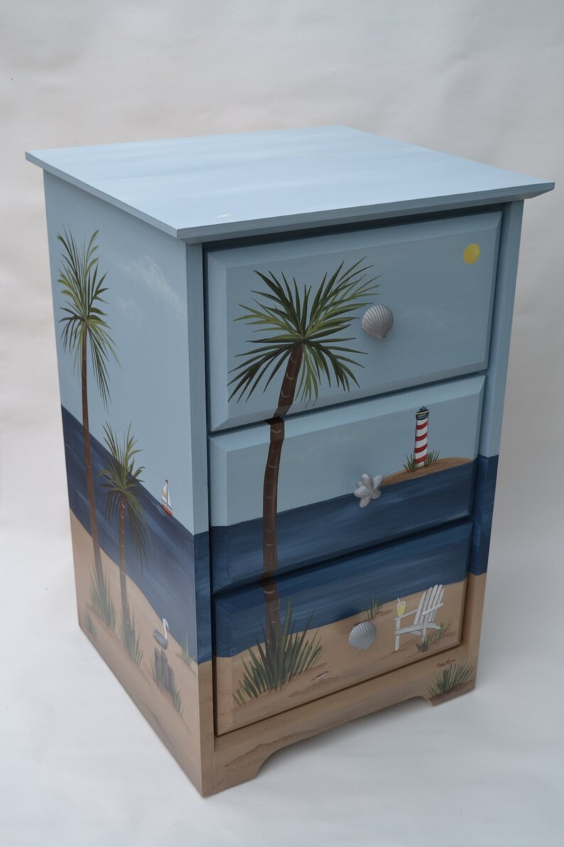 Hand Painted Beach Furniture/ Beach Chest/ Beach Nightstand/ Etsy