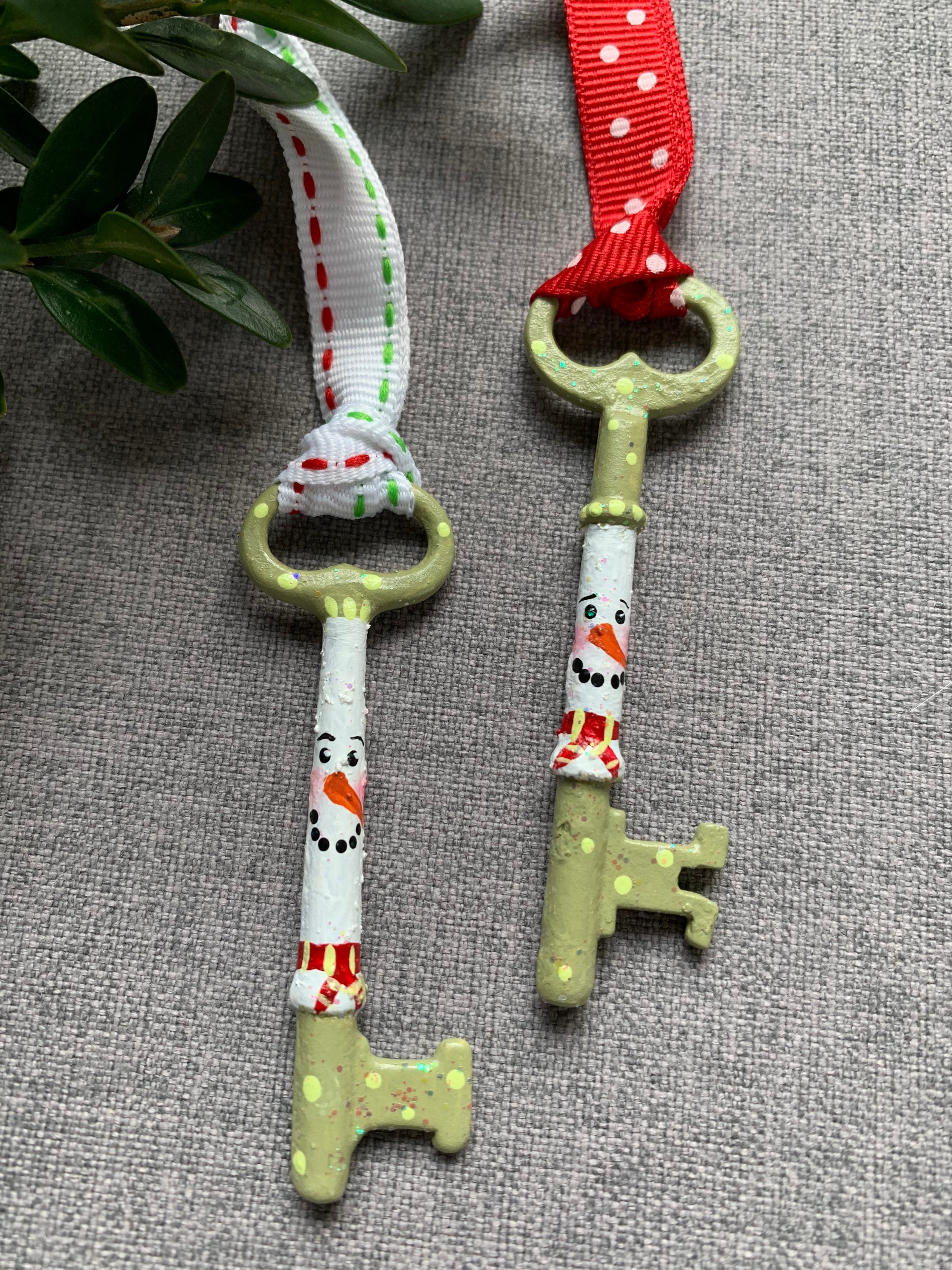 Snowman Key Ornament, Painted Snowman Ornament, Snowman Collectable Ornament