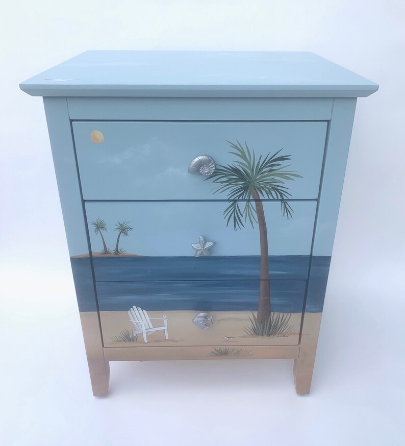 Hand Painted Beach Furniture/ Beach Chest/ Beach Nightstand/ Etsy