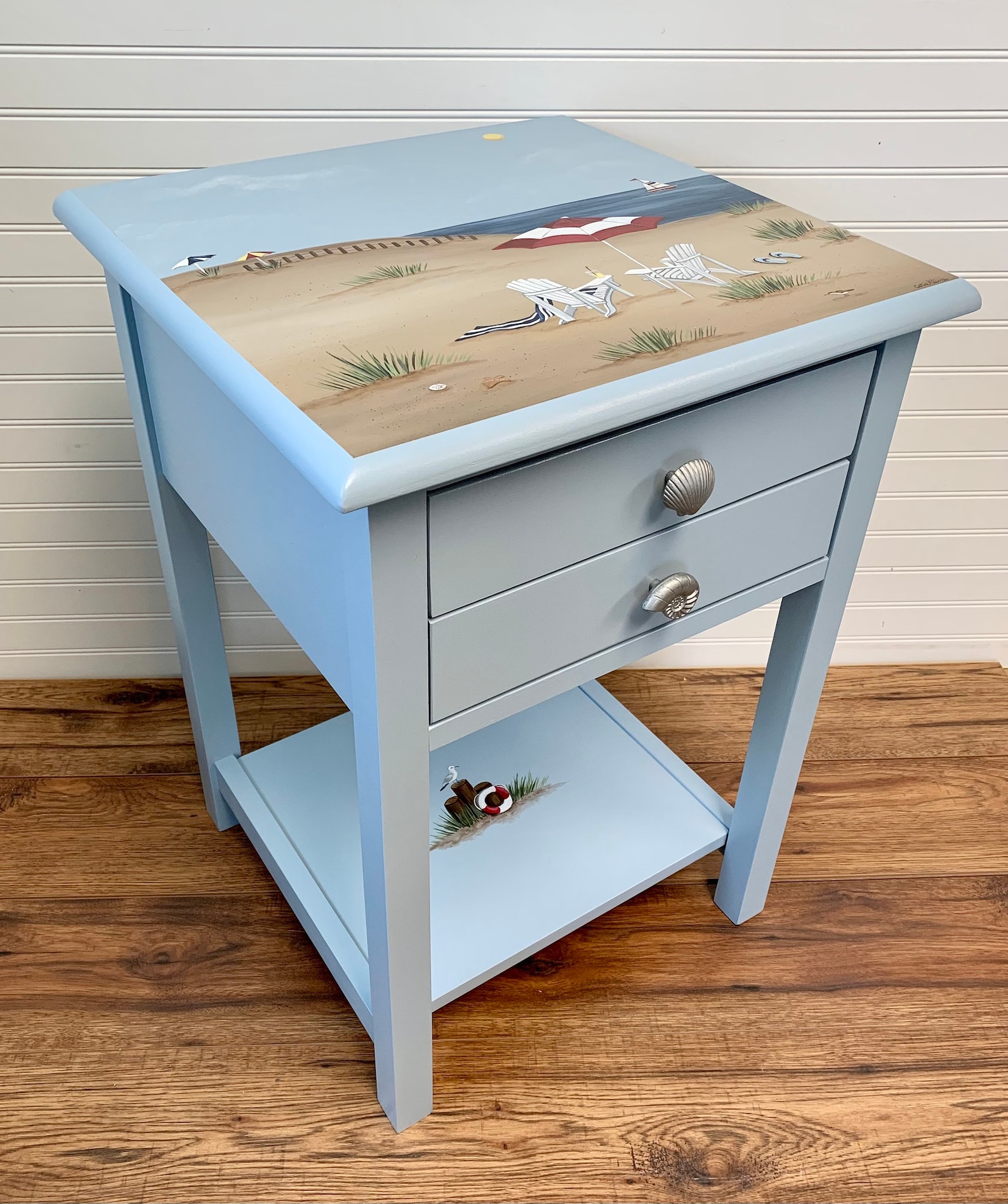 Beach End Table Ocean End Table Painted Beach Furniture Etsy