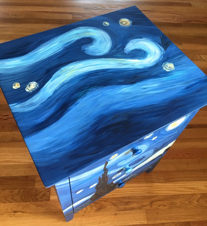 Starry Night Nightstand Vincent Van Gogh Furniture Etsy