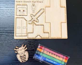 Mine Steve Pixel Craft Kit: Build & Color, Party Favor