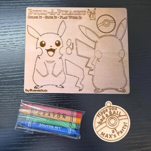 Kit di costruzione con simpatico animaletto Pika da catturare / Artigianato in legno tagliato al laser, bomboniera di compleanno