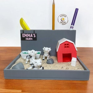 Cow Farm Zen Garden Desk Organizer: DIY Sand Garden Kit