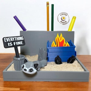 Dumpster Fire Zen Garden Desk Organizer: Funny Office Decor DIY Kit