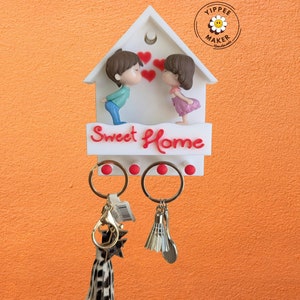 Couple Key Holder - Wall Hook for Couples Housewarming Gift Anniversary decor cute key holder unique key holder home sweet home