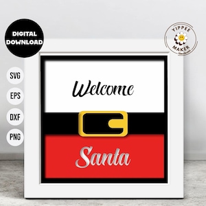3D Santa Shadow Box - Christmas Shadow Box SVG kerst gelaagde papercut kerstman bestanden voor Cricut ho ho ho kerk christen