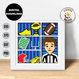 American football Shadow Box - 3D football svg layered football svg game Sport 3D Box, Football Gift Cricut File Football Decor