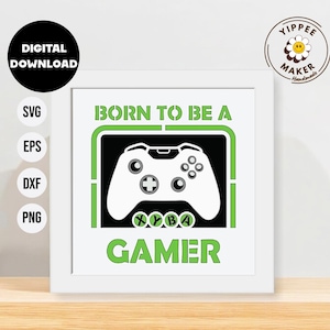 Geboren um eine Gamer Schattenbox zu sein - 3D Gamer Controller 3D SVG Kinderzimmer Vatertag Schattenbox Spielzimmer Schattenbox svg Videospiele