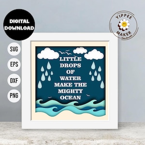 Citazioni motivazionali Shadow Box - Piccole gocce d'acqua Citazioni di arredamento soggiorno svg citazioni ispiratrici
