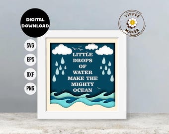 Motivationszitat Shadow Box SVG: Kleine Wassertropfen (Digitaler Download)