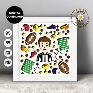 American football Shadow Box - 3D football svg layered football svg game Sport 3D Box, Football Gift Cricut File Football Decor