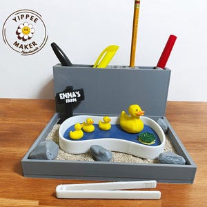 Duck Zen Garden desk organizer - Desk Accessory Sand Garden DIY Kit Gifts for Him Her Office Decor Fidget Fun Therapy personalized