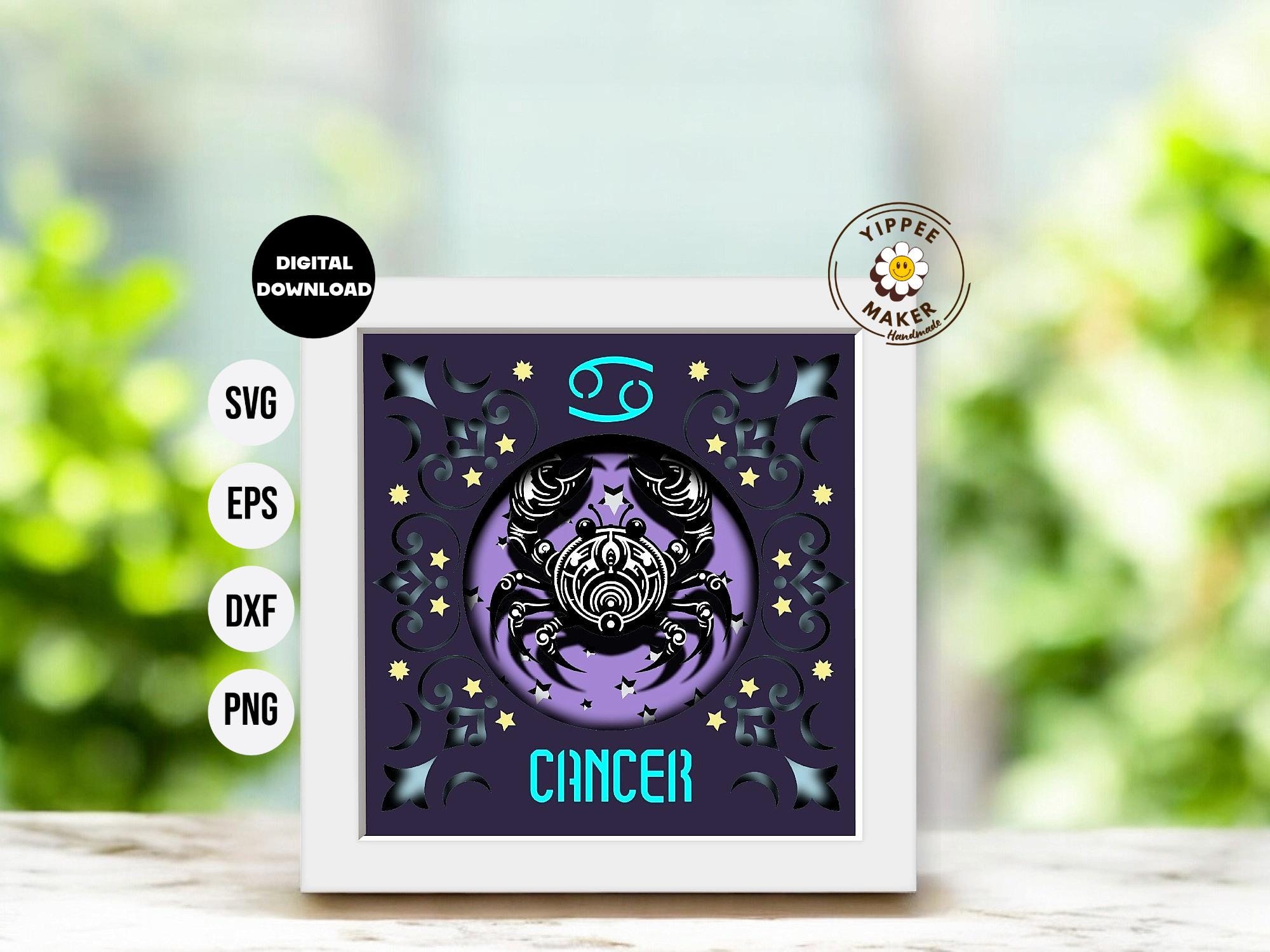 Cancer Zodiac Shadow Box SVG: 3D Astrology Sign Template (digital ...