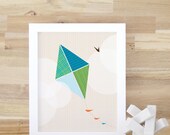 Nursery Art Print Baby Shower Gift Home Decor Nursery Decor Nursery Wall Art Wall Art Poster Print Nursery Art Kite Boy. Flying Kite Print