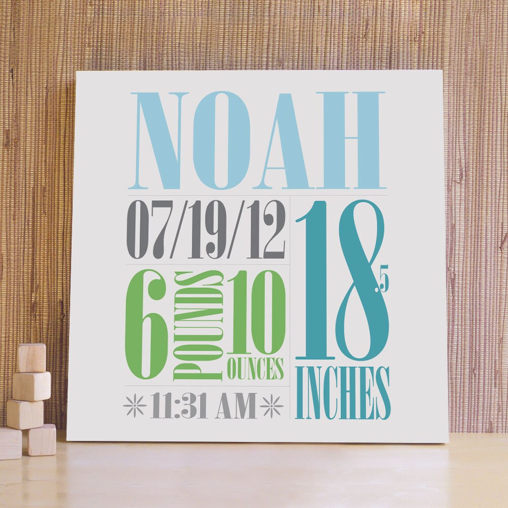 Personalized Nursery Art Canvas Decor. 20x20 Custom Birth Etsy