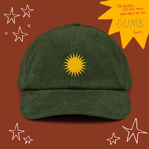 Boné curdo bordado de veludo cotelê para proteção solar