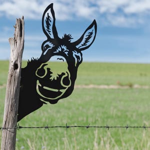 Silhouettes Steel Metal Peeping Animals Art, Farm Peeping Donkey Metal Art Garden Decor Outdoor Decoration For Farmhouse Funny donkey gifts