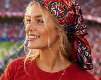 Norway Football Silk Bandana, Norwegian Soccer Cup Satin Scarf, Norway World Football Hair Scarf