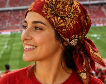 Spain Football Satin Bandana, World Soccer 2026 Spain Fan Scarf, Spanish Football Fan Accessory